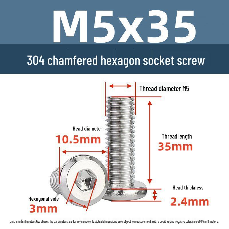 Yigu 304 Stainless Steel M2-M12 Countersunk Flat Head Hex Screw for Furniture & Cabinets