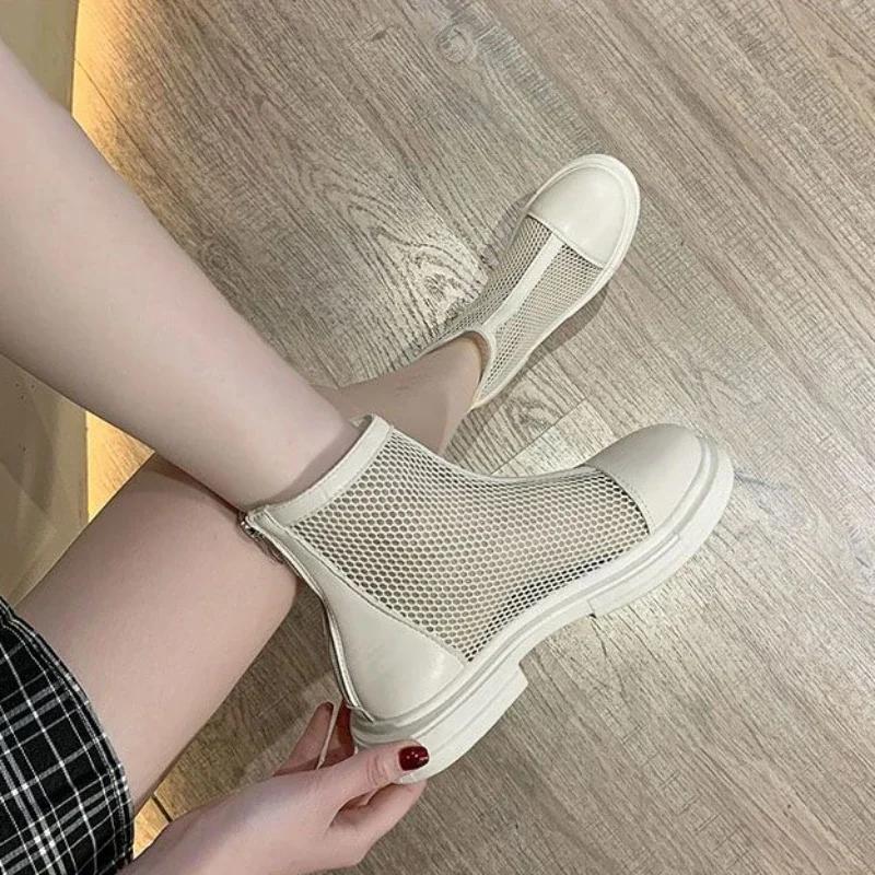 Fashion Female Short Shoes White Empty Round Toe High Quality Pu New In Women's Ankle Boots Designer Luxury Boot Spring 2024 Hot Booties