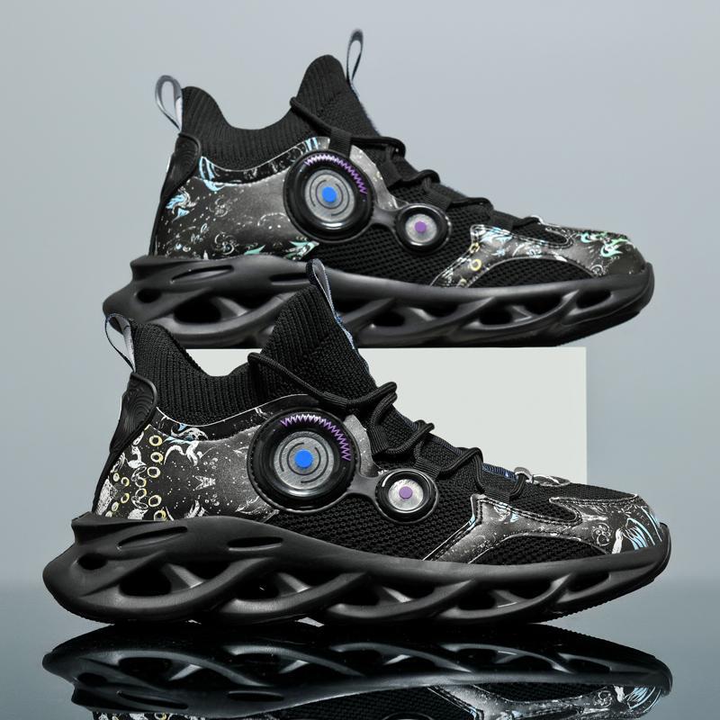 

New popular fly-woven sports and leisure shoes, blade shoes, running shoes, men s basketball shoes 46 чёрный