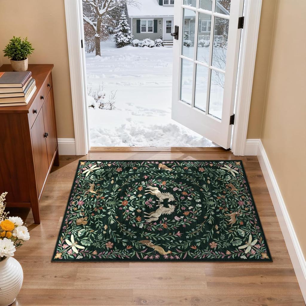 Vine Patterned Door Mats Floral and Animal Patterned Floor Mats Soft and Durable Home DecorCarpets for Bedrooms and Living Rooms