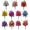 Artificial Flower Stake for Outdoor UV Resistant Fake Floral Shrubs with Ground Spike Realistic Faux Bushes Plant for Garden Yard Porch Patio Decor