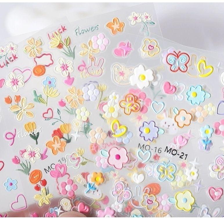 3D Reliefblumen Nagelsticker Kleines Muster Nagelkunst Aufkleber Laser Schmetterling Zubehör Klebeaufkleber DIY Dekorationsaufkleber