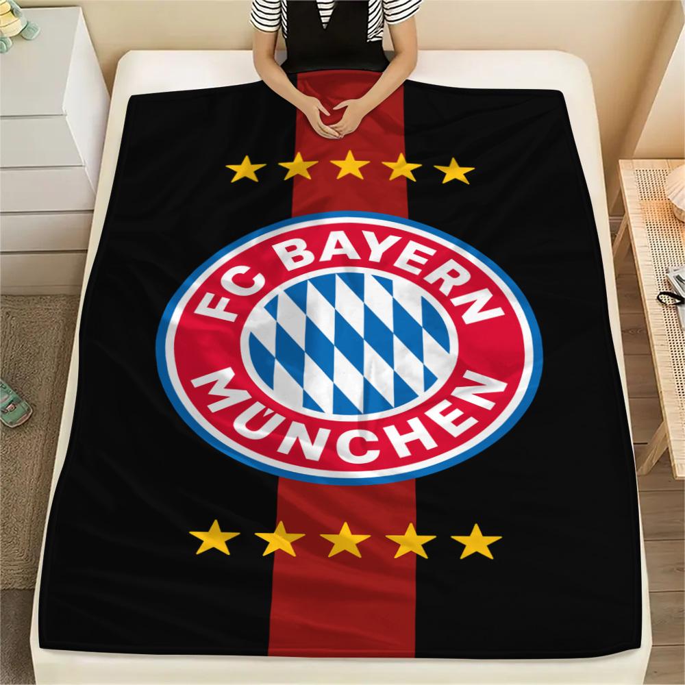 1Pc FC Bayern München Print Flannel Blanket High Quality Warm Comfortable Cover for All Seasons Perfect for Gifts Home Decor