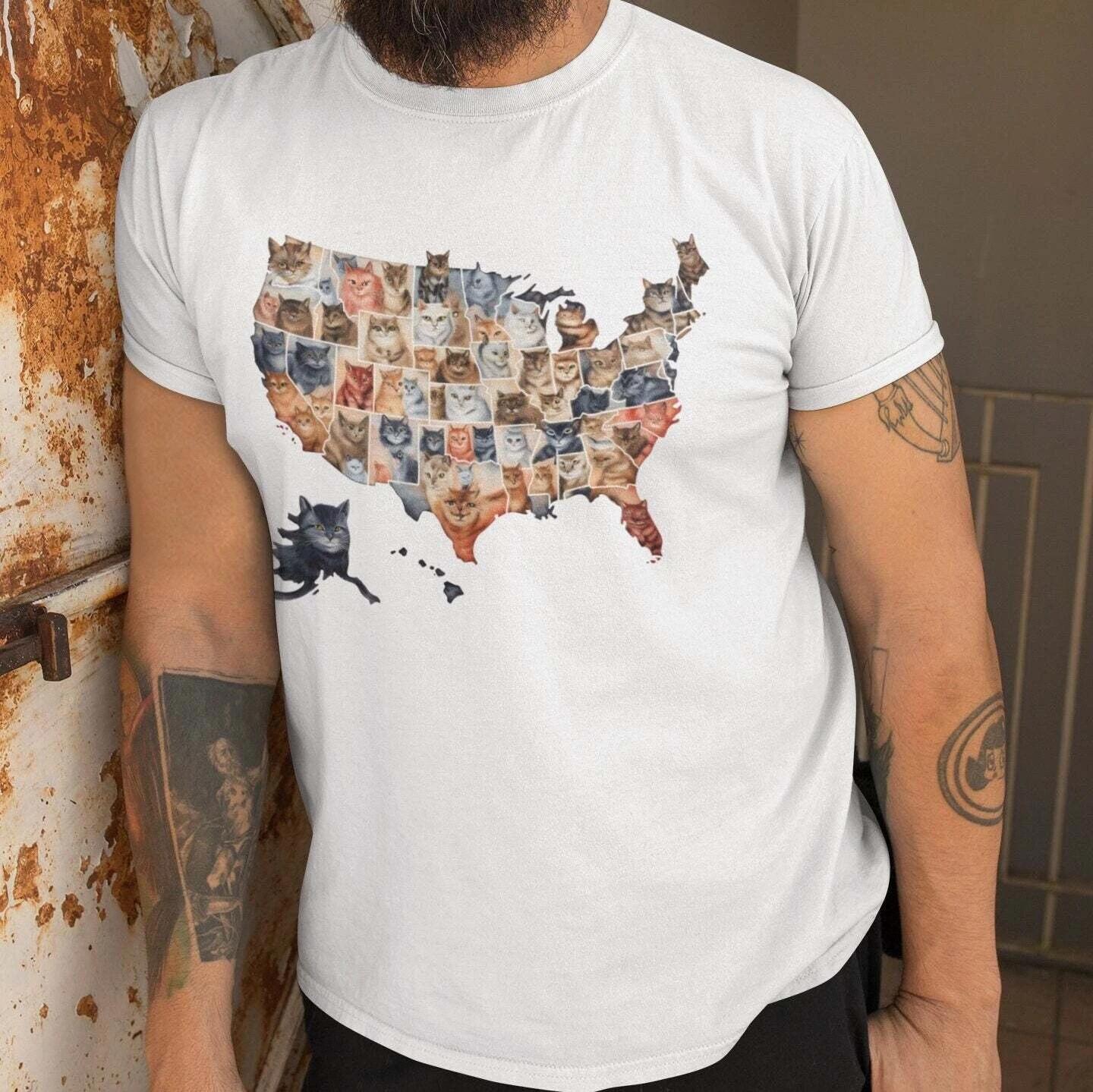 Cats Lovers USA Map Shirt 3XL