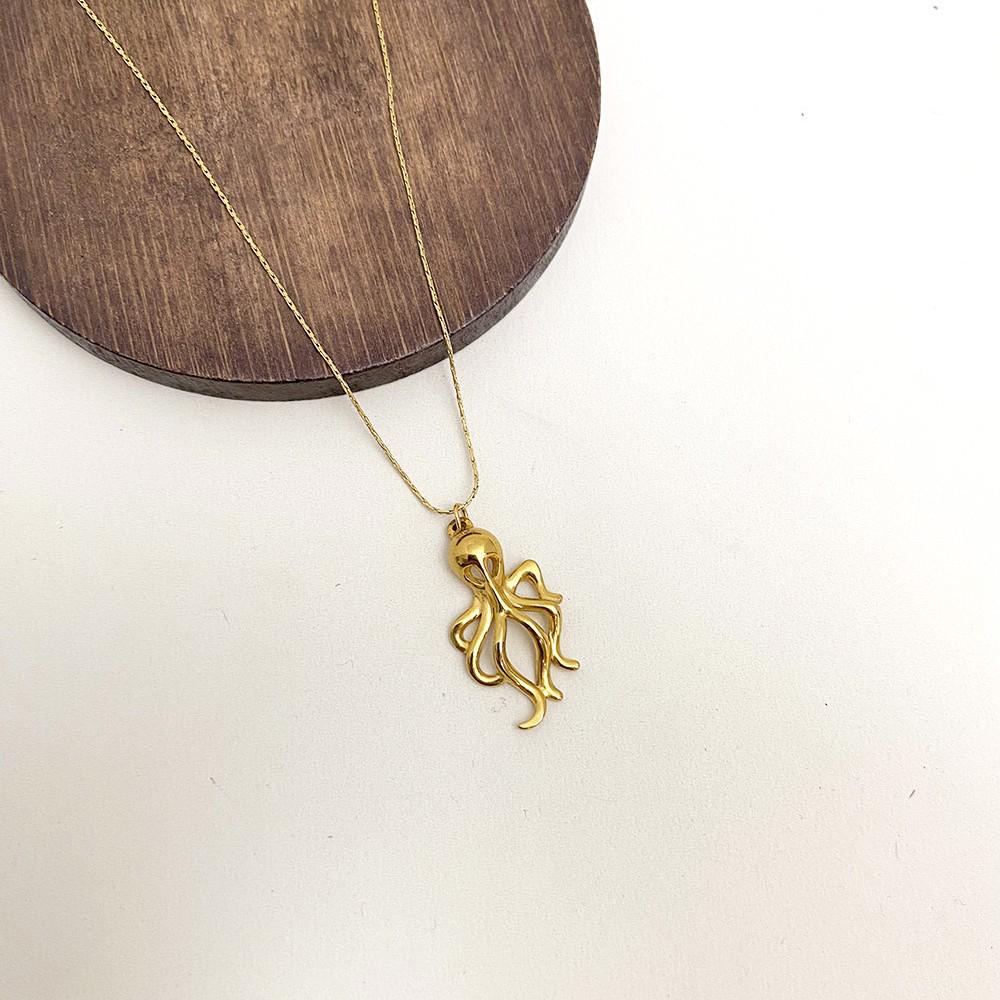 Ocean Series Stainless Steel Octopus Pendant Necklace - Personalized & Fashionable in Colorfast Titanium Steel