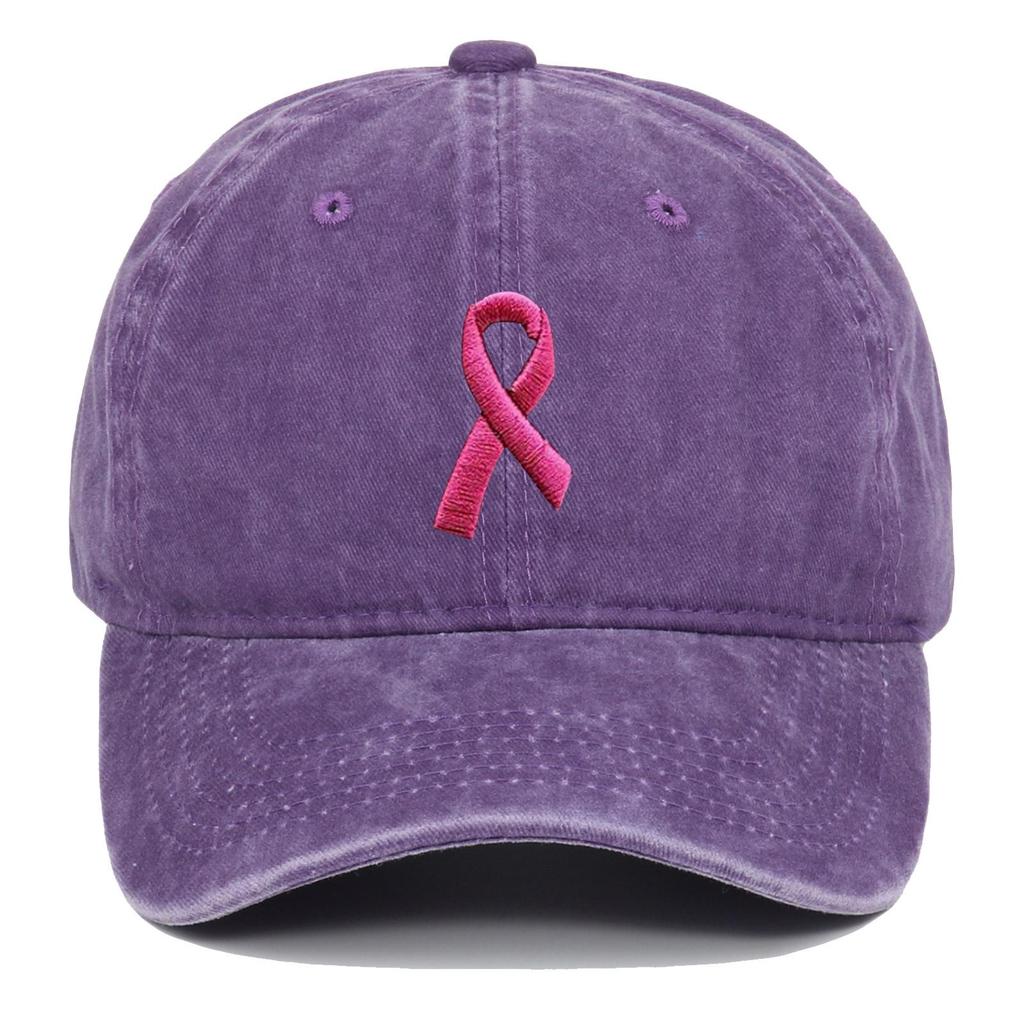 Breast Ribbon Embroidered Duckbill Cap for Sports & Sun Protection