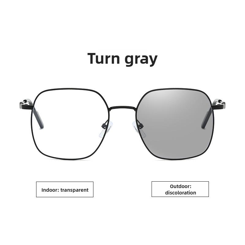 Photochromic Retro Gold-Rimmed Myopia Glasses Large Square Frame Anti-Blue Light Luxury Brand Designer Popular Metal Eyeglasses