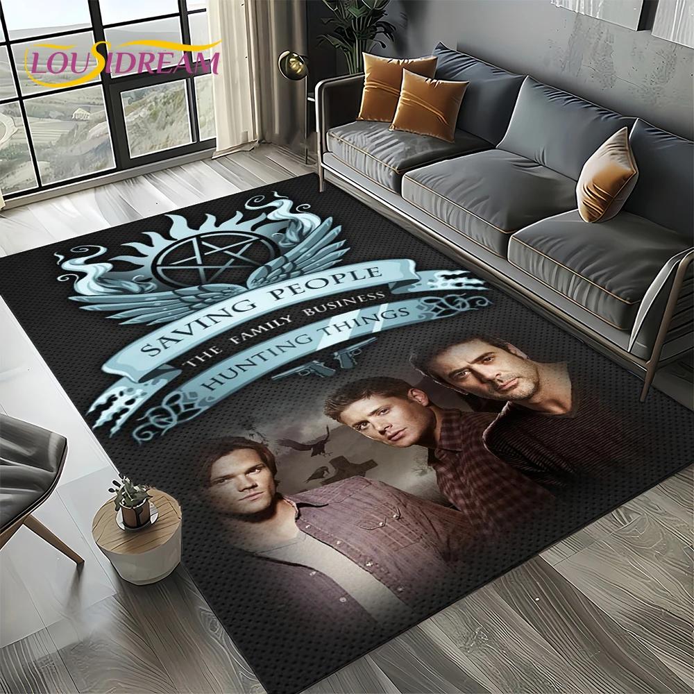 Tappeto Tappeto 3D SPN Supernatural Sign Dean Sam per Soggiorno Camera da Letto Casa Decorazione Divano, Tappeto Area Giochi Bambini Tappetino Antiscivolo