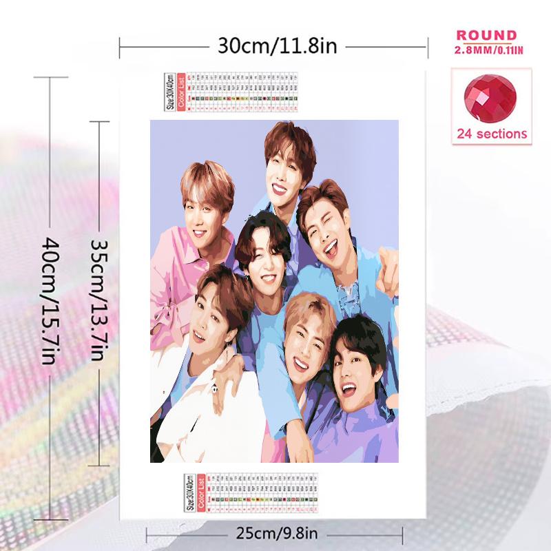 BTS Pattern  3pcs 100% Round Full Drill 5D DIY Diamond Painting Embroidery Cross Stitch Rhinestone Décor