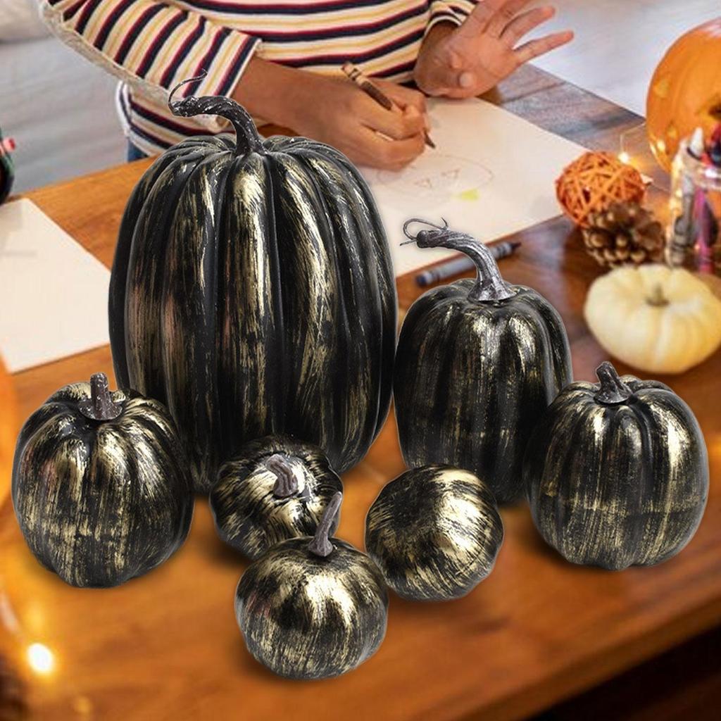 7x Fake Pumpkins Model Small Cute DIY Harvest Decorative Lifelike Fake Foam