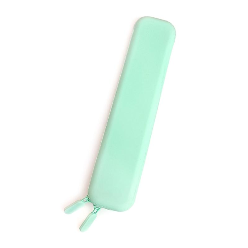

Однотонная сумка для карандашей, пенал, большая вместимость, пенал, силиконовая сумка для канцелярских принадлежностей, чехол для маркеров, органайзер для карандашей светло-зеленый
