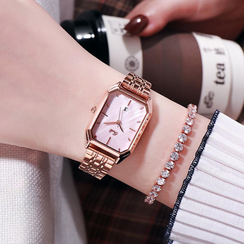 Solid Steel Belt Fashion Ladies Watch Casual Fashion Versatile Calendar Waterproof Quartz Dial