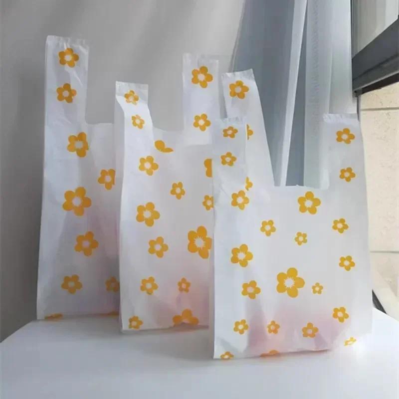 Little Bear Vest Plastic Tote Bags Restaurant Takeaway Dessert Food Packaging Bag Shop Shopping Gift Ornaments Storage Packing