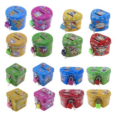 Cute Cartoon Square Tin Metal Piggy Bank Saving Cash Coin Money Box Children Toy