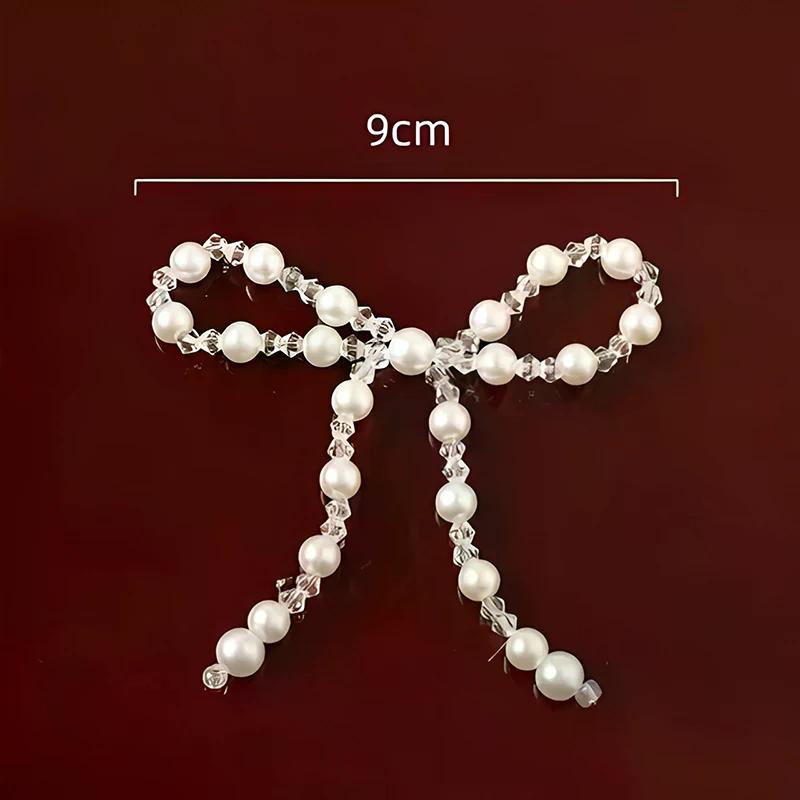 1Pcs Vintage Crystal Bow Woven Pearl Double-Layer Bow Accessories Diy Clothing Shoes Hats And Accessories