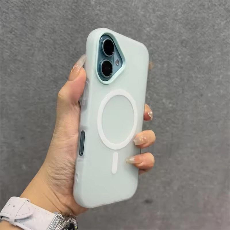 

Желейный цвет Magsafe Контрастный чехол iPhone17 16 15 14 13 12 Pro Max Матовый Беспроводная зарядка Цветной чехол iPhone 15 мятный зеленый