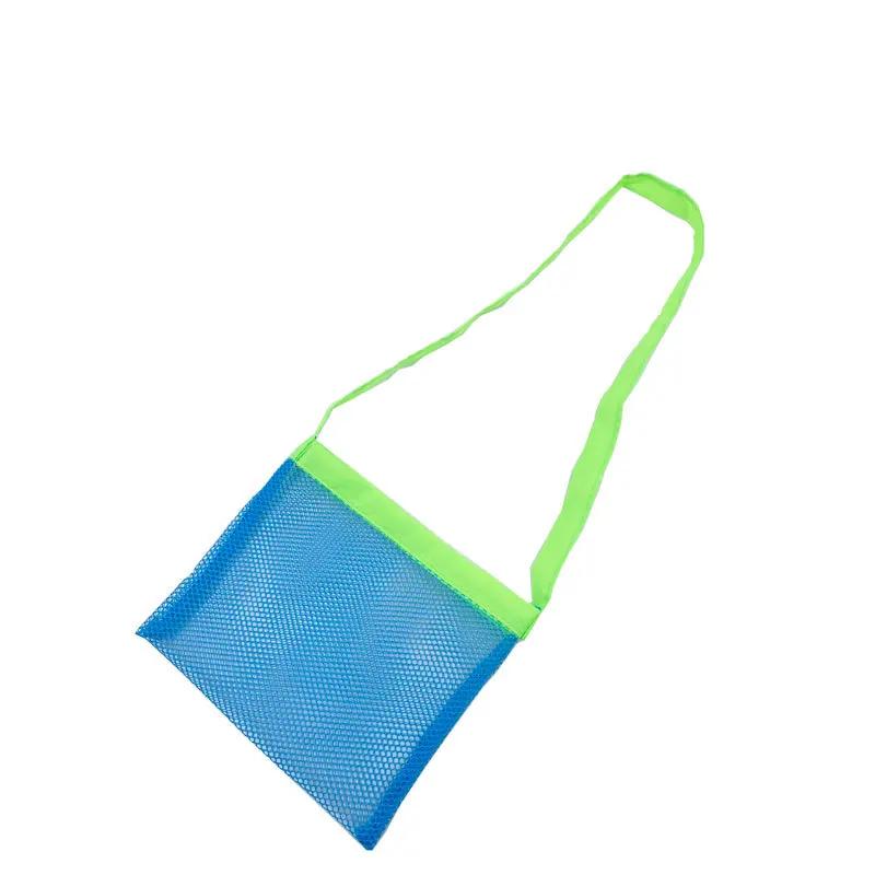 Mesh Beach Bag for Kids Toy Organizer Net Zipper Adjustable Shoulder Strap Storage Pouch Child Shell Collecting Bag Round Bucket