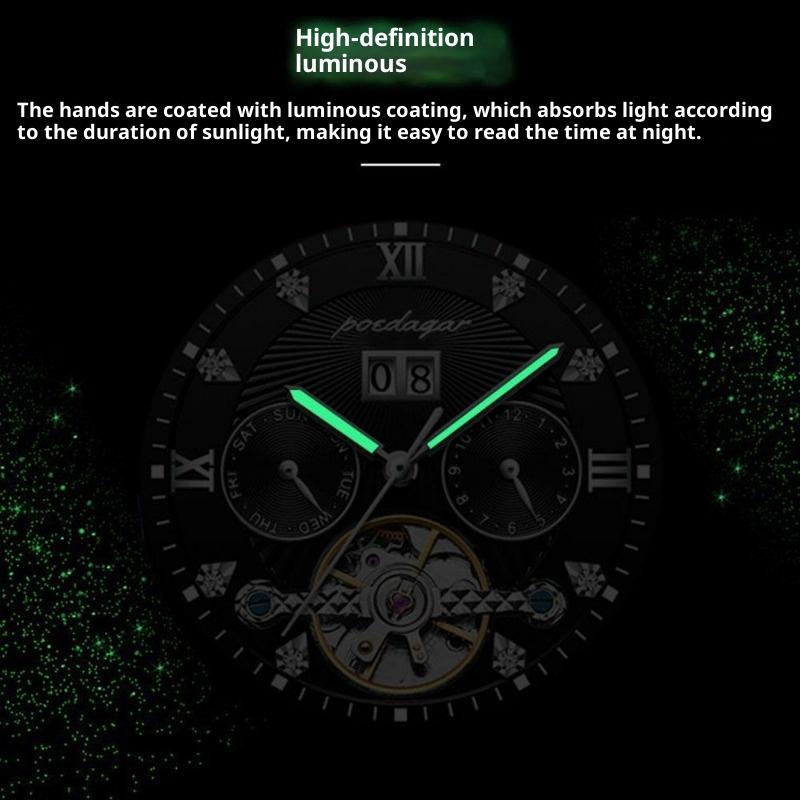 Top Brand New Men's Watch Automatic Mechanical Watch Tourbillon Waterproof Luminous Calendar Watch