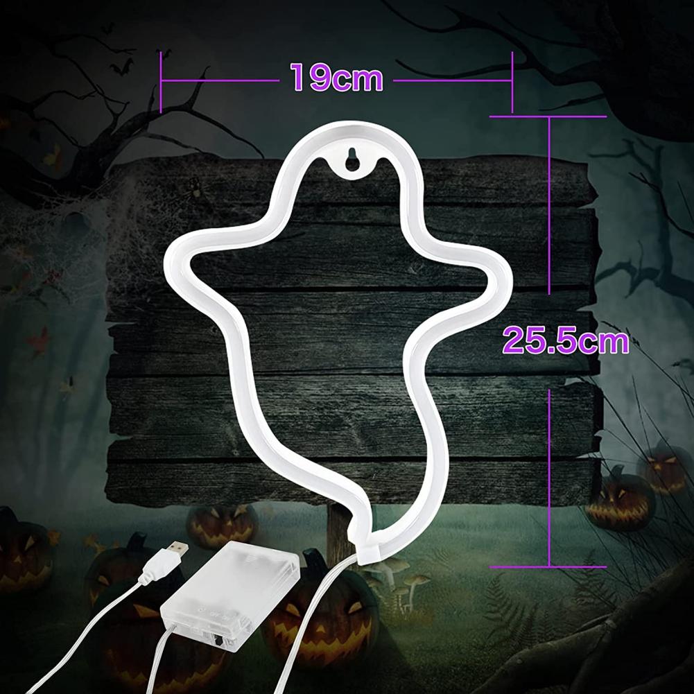 Halloween Ghost LED Lamp Indoor Night Battery Or USB Neon Signs Festival Decoration Lights
