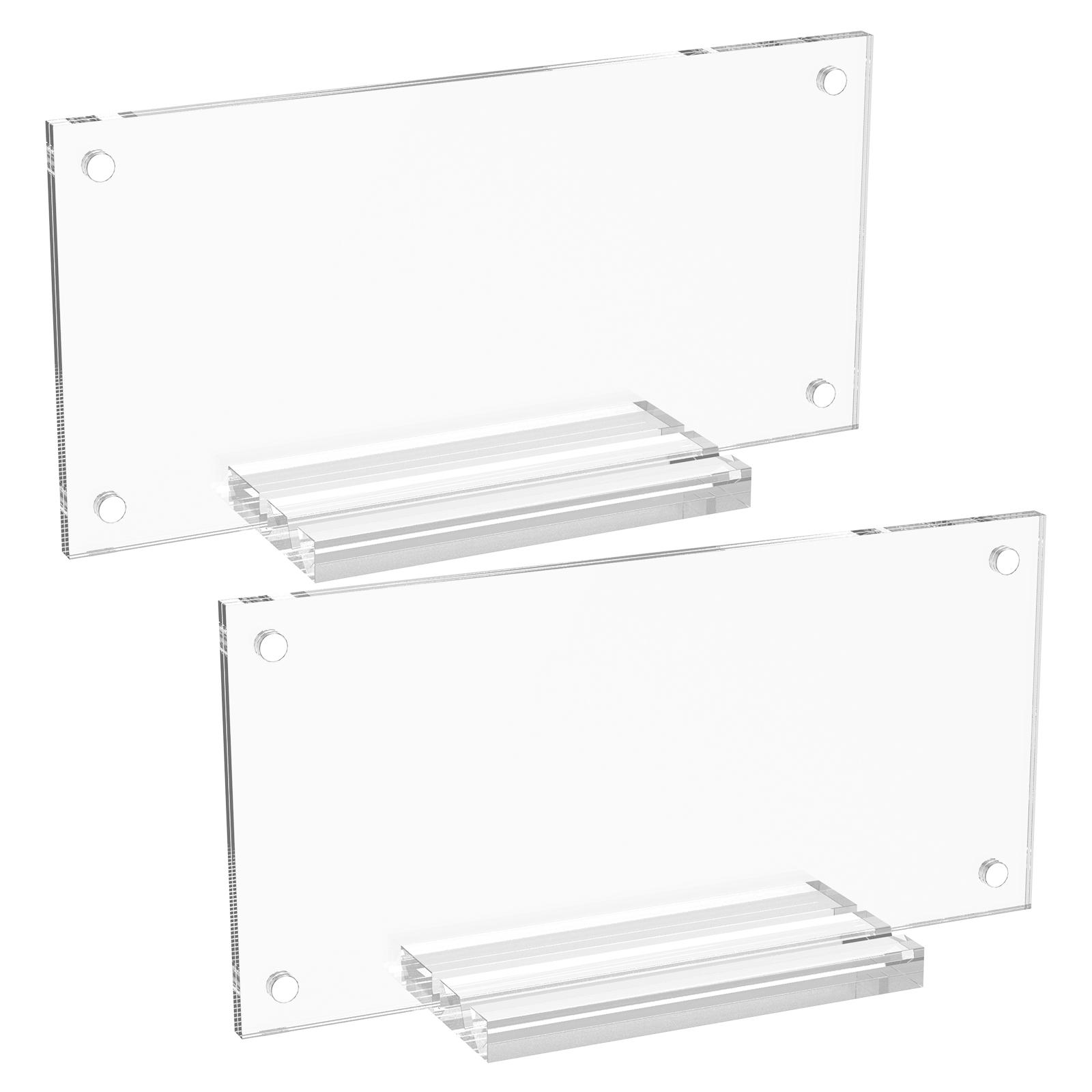 2 Pcs Dollar Bill Frame Acrylic Commemorative Coins Picture Frame Holder with Base Double Sided Transparent Ticket Display Case