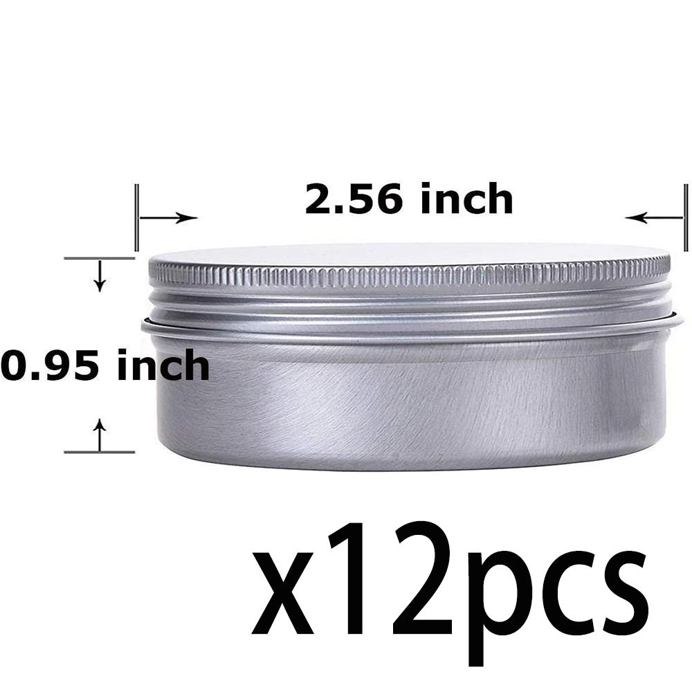 2 Ounce Aluminum Tin Jar Refillable Containers 60ml Aluminum Screw Lid Round Tin Container Bottle for Cosmetic,Lip Balm,Cream