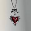 Gothic Y2K Thorn Rose Bow Heart Pendant Necklace Women's Retro Vampire Accessories Witch Party Jewelry Gift Choker