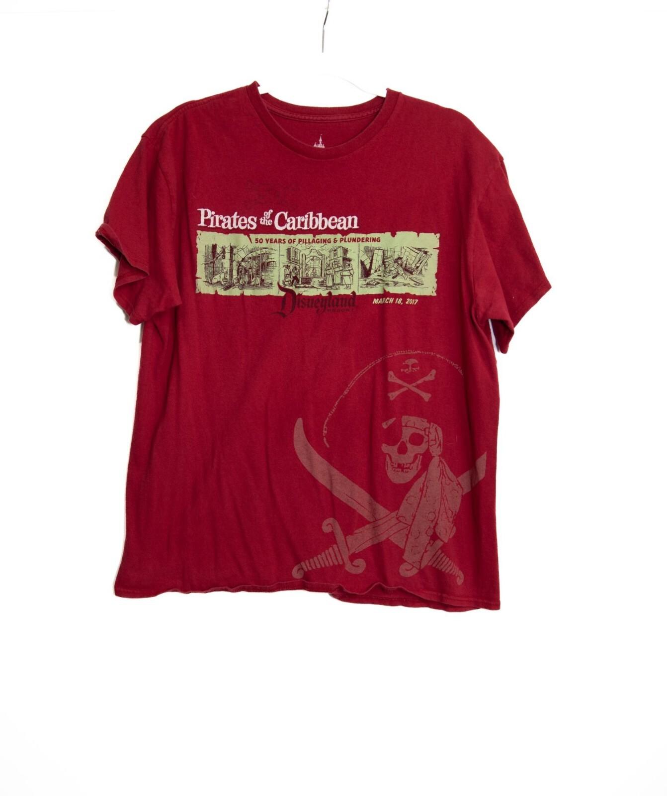 Pirates Of The Caribbean Disneyland 50 Years March 18 2017 L T-Shirt Red Crewnec S