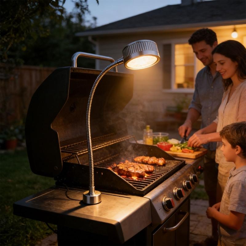 Magnetische wiederaufladbare BBQ-Leuchte mit 7 hellen LEDs, flexiblem Schlauch und 1200mAh Akku für Grillen, Camping und Angeln