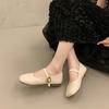 French retro light mouth square head small leather shoes 2025 spring and summer new versatile outer wear Mary Jane shoes with skirt