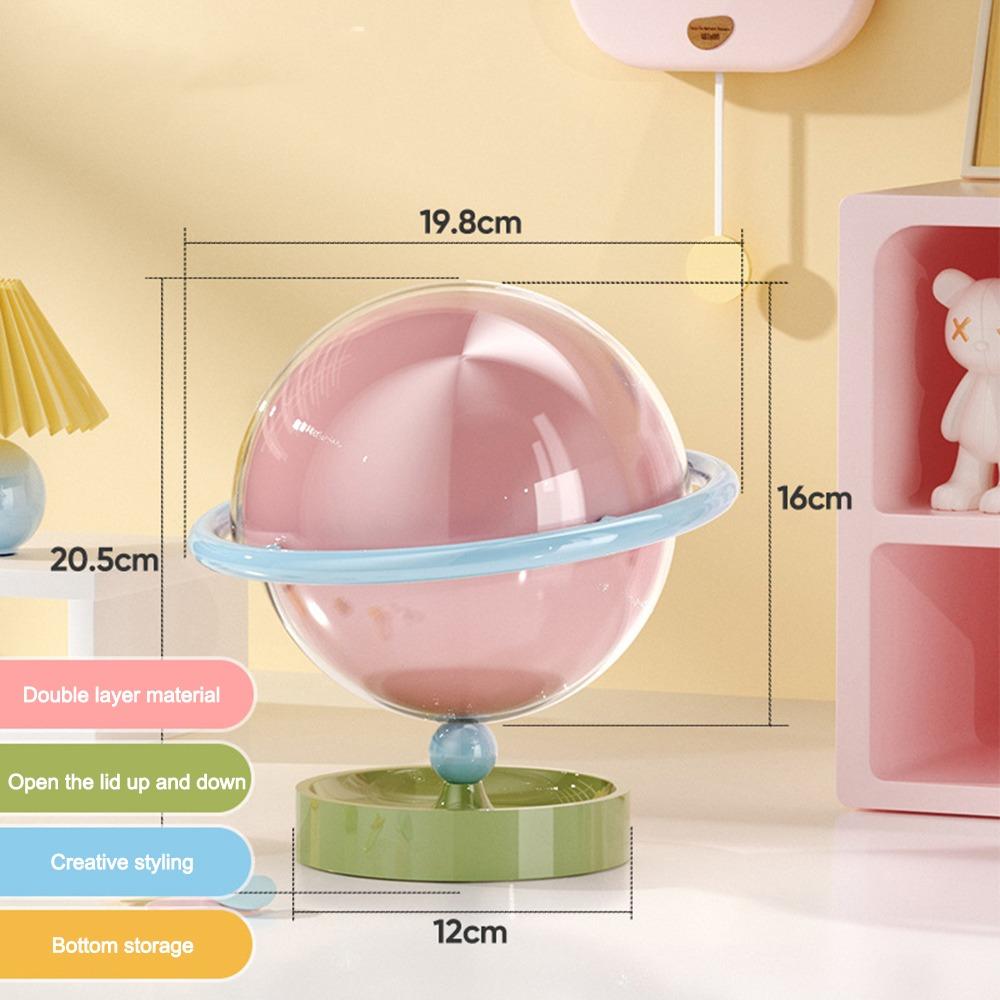 

Dopamine Desktop Storage Box Double Layer Planet Shape Hairpin Head Rope Display Rack Large Capacity Dustproof розовый
