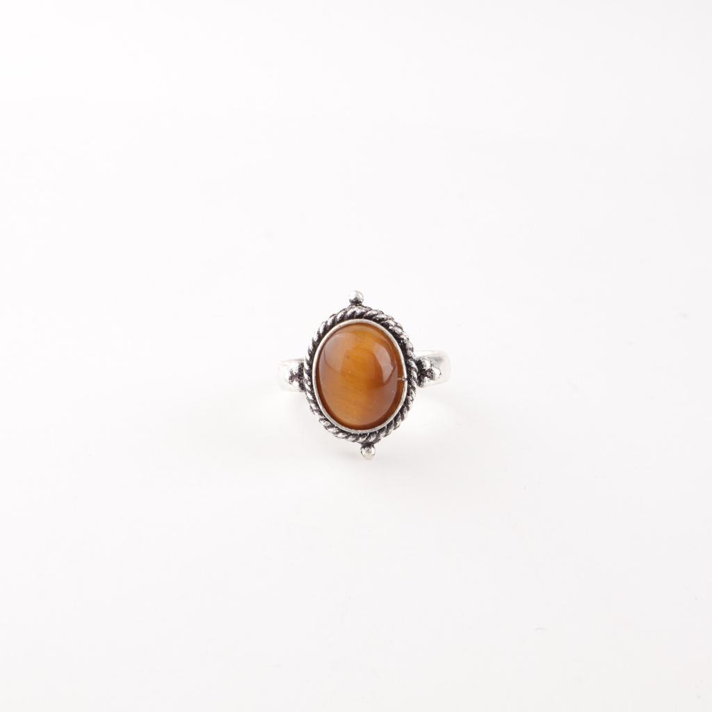 Yellow Tiger's Eye Gemstone 925 Fine Silver Jewelry Handmade Healing Stone Ring RR-9-28