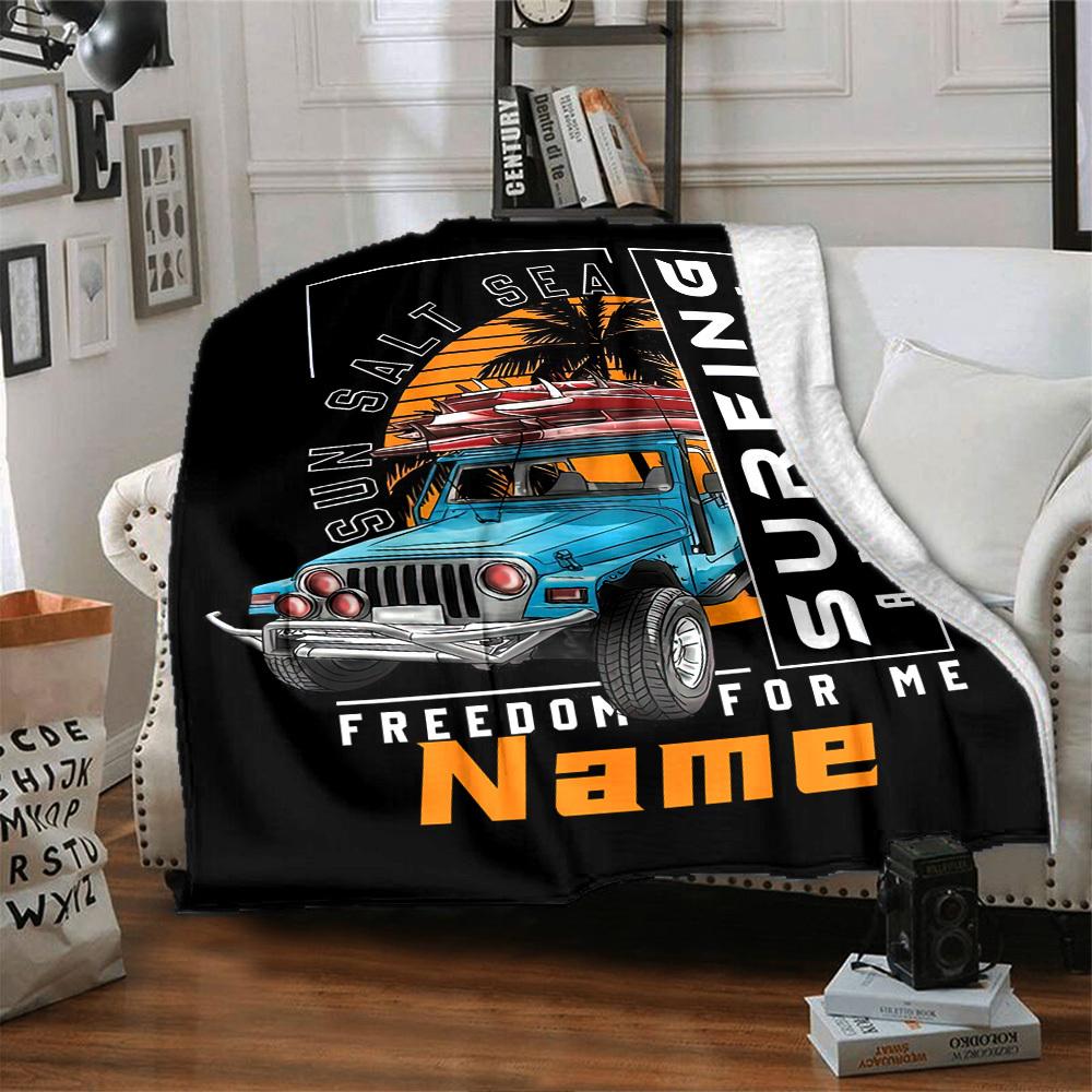 Surfing Adventure Home Customize Your Name Blankets Comfortable Soft Lightweight Allseason Multipurpose Blanket For Picnics Sofas Offices Beds Living