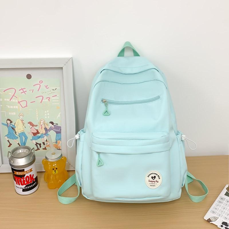 Large Capacity School Bag Women's Solid Color Backpack Lightweight Student Backpack Sports Travel Bag