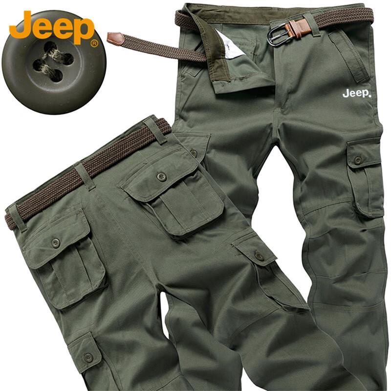Jeep Men's Loose Fit Straight Leg Multi-Pocket Cargo Pants
