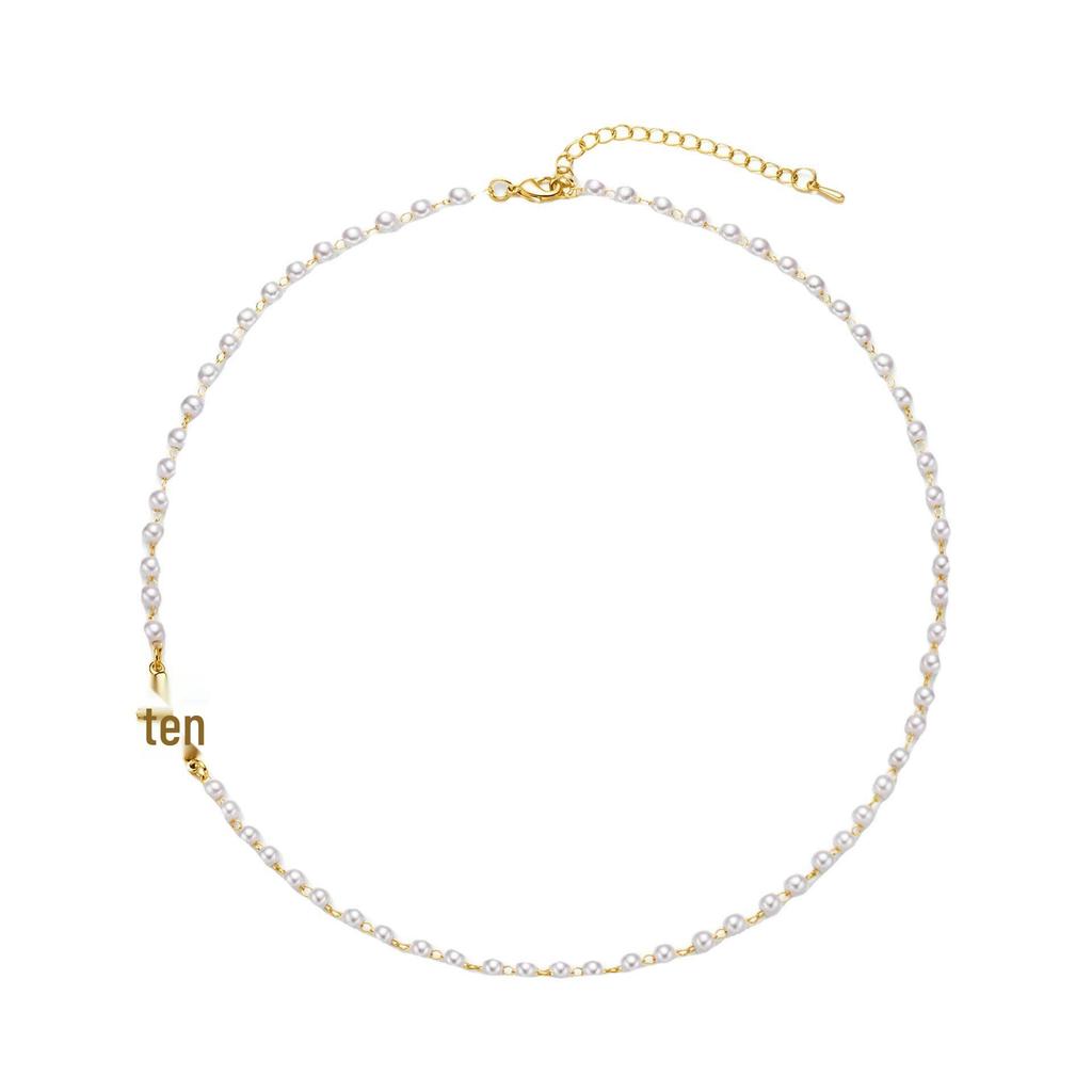Baroque Minimalist Single-Layer Pearl Necklace with Cross for Women - Handmade & Exquisite