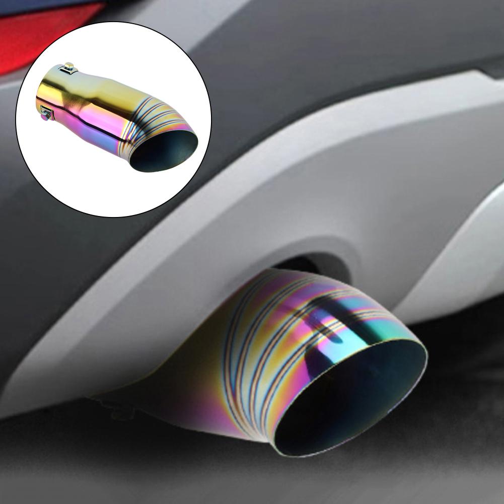 Universal 76mm Baked Blue Stainless Steel Car Exhaust Pipe Rear Noise Canceller Muffler End Tail Pipe Outlet Tailpipe