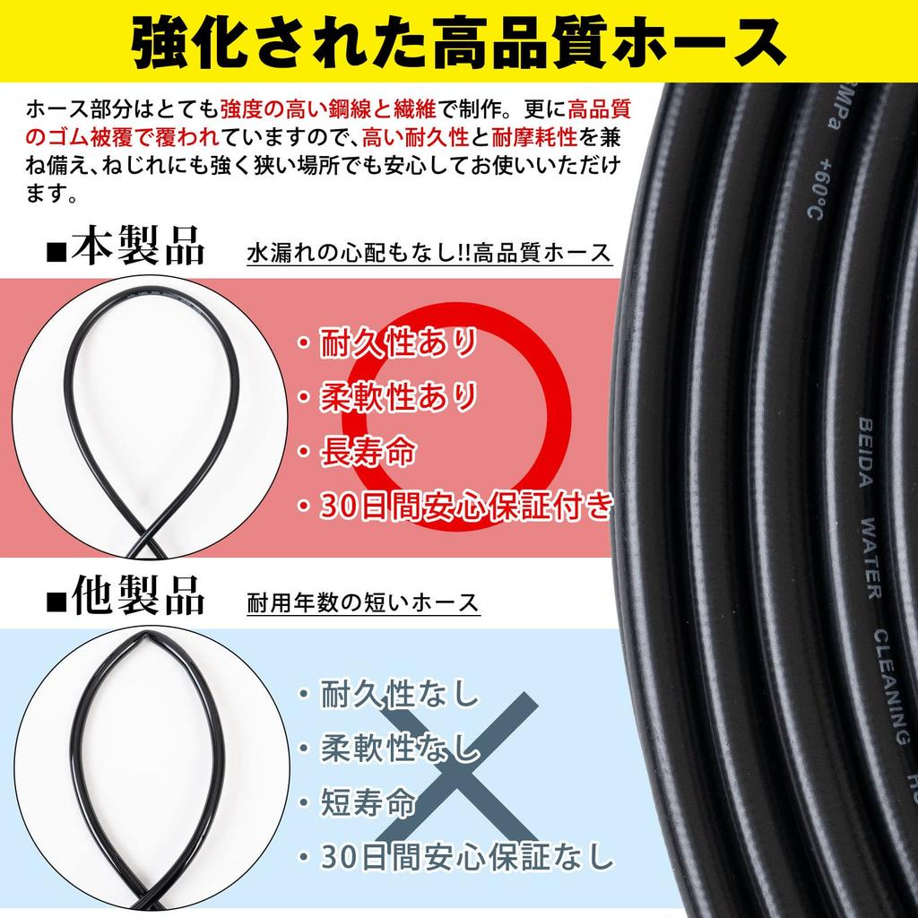 [4C LAB] Pipe Cleaning Hose for Karcher Drain Cleaning, Reverse Spray with Nozzle, 15m, Compatible with K2, K3, K4, K5, K6, and K7