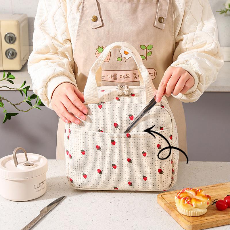 Fancy Corduroy Lunch Bag Student Office Lunch Box Thermal Insulation Bag Waterproof Portable Portable Cute Meal Bag Ice bagA-DH