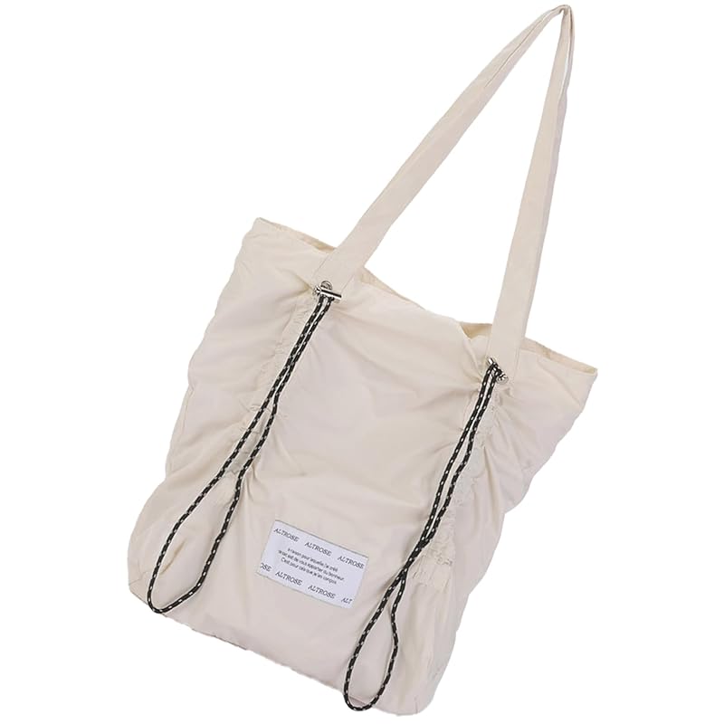 

[Alto Rose] ivory tote bag ladies barney tote plaid pattern gather check nylon cotton A4 lightweight light shopping simple pattern Plain color commute