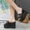 Fashion Women's Ultra High Slippers 2024 Summer New Fashion Thick Base Metal Decoration Women Wedding Banquet Party Luxurious Sandale