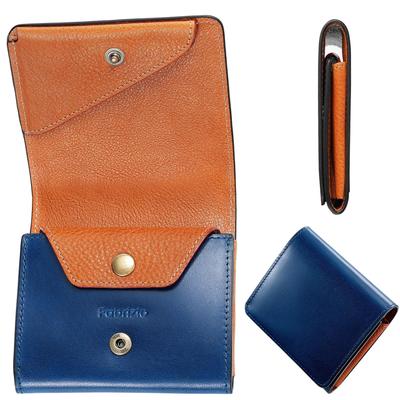Bifold Coin Purse Mini Wallet Small Thin Compact Soft Easy To Use Italian Leather Made by Top Leather Craftsmen Genuine Leather Men's