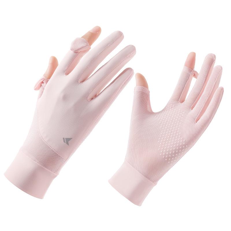 Women's Ice Silk Sun Protection Gloves - Lightweight, Breathable, Anti-Slip, UV Shield for Summer Cycling.