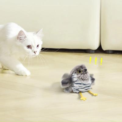 2Pcs Imitation Bird Toy Realistic Birdsong Cat Toy with Flapping Wings Rechargeable Touch Activated Interactive Chirping Plush Bird Toy