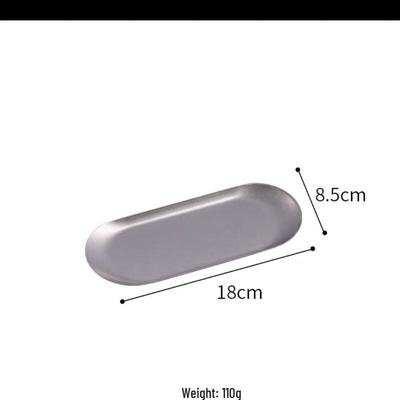 ZISIZ Thickened Retro Oval Stainless Steel Tray