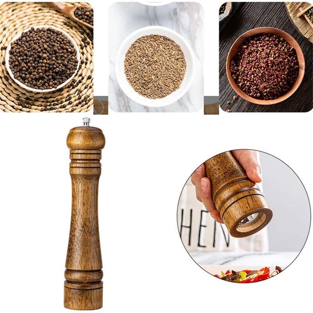 Pepper Bottle Cooking Salt Pepper Grinder Wooden Hand Pepper Grinder  Sea Salt
