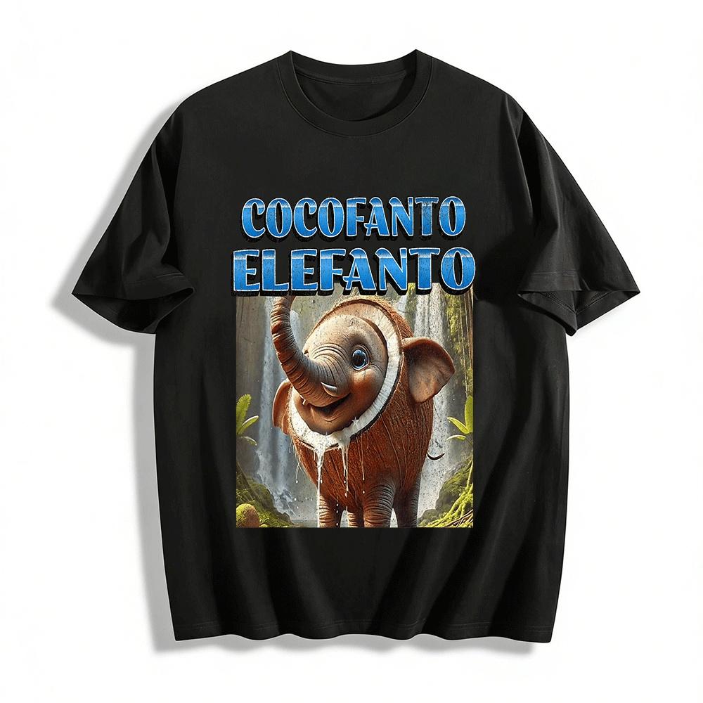 Cocofanto Elefanto Coconut Elephant Graphic Casual Tee Pure cotton T-shirt XXS