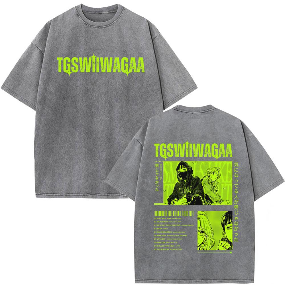 Vintage Washed The Guy She Was Interested in Wasnt A Guy At All T Shirt Men Women Clothing Harajuku Oversized Casual Tshirt