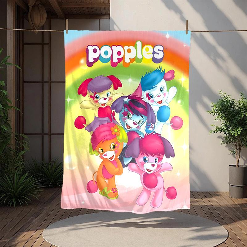 Popples Flannel Blanket Soft Warm All-Season Throw, Design for Camping, Car Travel, Hiking Sofa, Bed, Office Perfect Gift for Parties