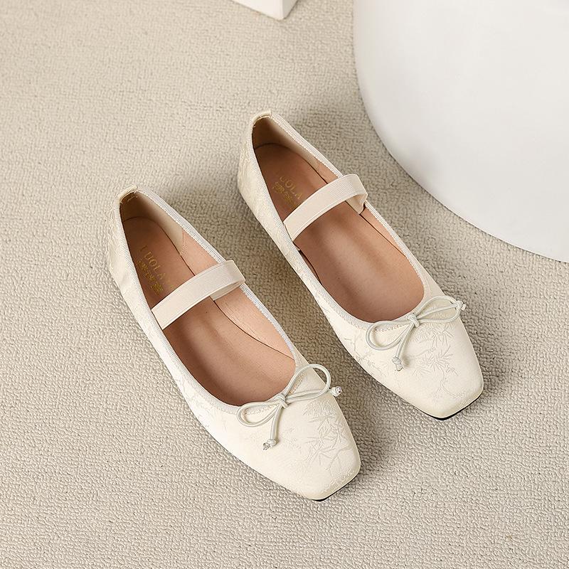 Retro French Mary Jane Shoes - Women's 2026 Summer Bows, Soft Sole, Flat Bottom, Shallow Mouth