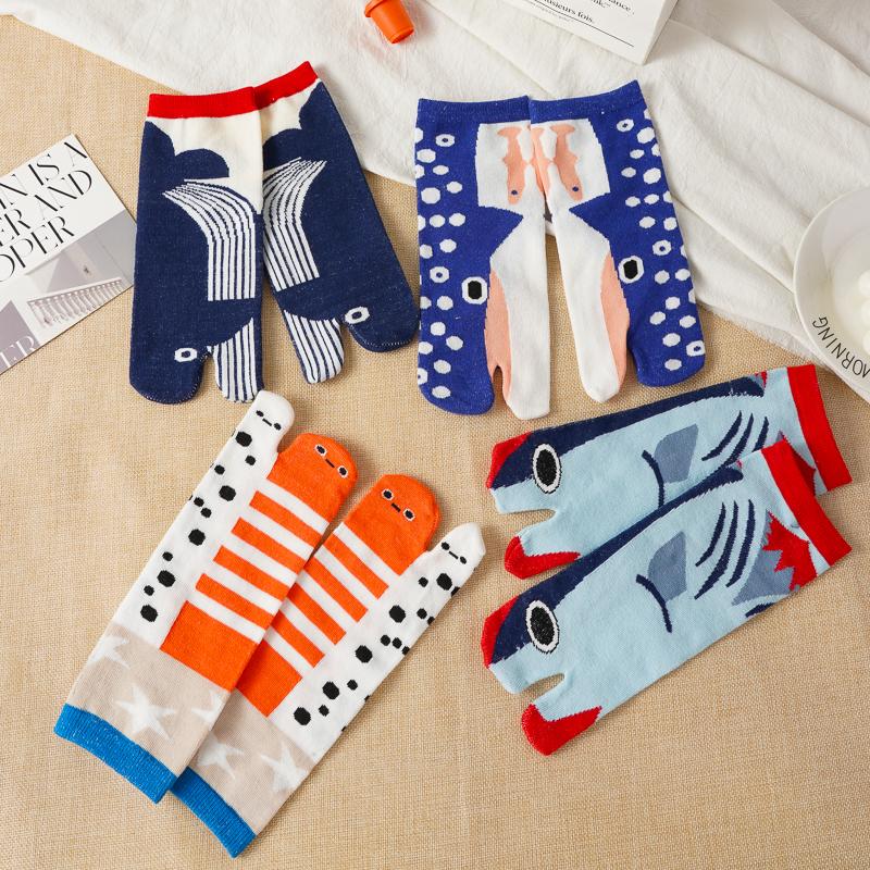 Zehensocken Cartoon Hai Wal Print Weiche Atmungsaktive Socken